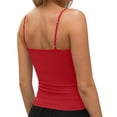 thumbnail image 5 of Craaazy Women's Fashion Ribbed Tank Top Solid Color Slim Fit Scoop Neck Spaghetti Strap Summer Cami Gifts, 5 of 5