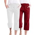 thumbnail image 2 of Simua Linen Capri Pants for Women Summer Loose Wide Leg Pants with Pockets 2PC, 2 of 5