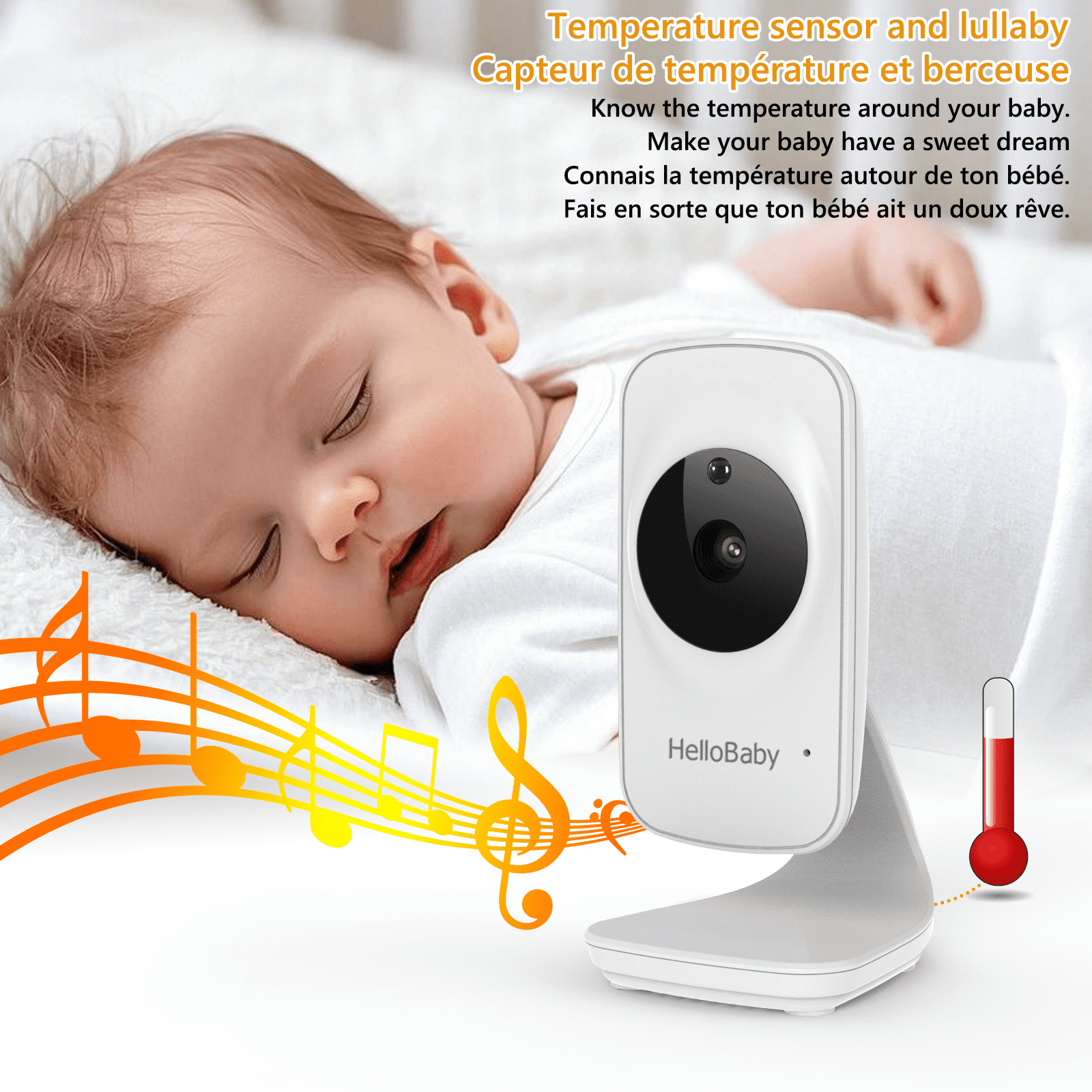 HelloBaby Baby Monitor-HB2033 with Camera and Audio, 1000ft Long Range Video Baby Monitor - No WiFi, IR Night Vision, Lullaby, VOX Mode 3.2" LCD, Security Camera