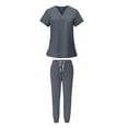 thumbnail image 2 of Nursing Scrub Set Nurse Work Clothes Short Sleeves Soft Top and Pants Outfit for S, 2 of 9