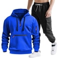 thumbnail image 2 of Mens Hooded Tracksuit, Long Sleeve Zipper Pocket Pullover and Drawstring Work Pants Set, Casual Two-Piece Outfit, 2 of 9