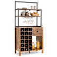 thumbnail image 1 of Giantex Bar Cabinet, Wine Storage Cabinet w/Detachable Glass Holder & Wine Racks, Kitchen Bakers Rack, Brown, 1 of 6