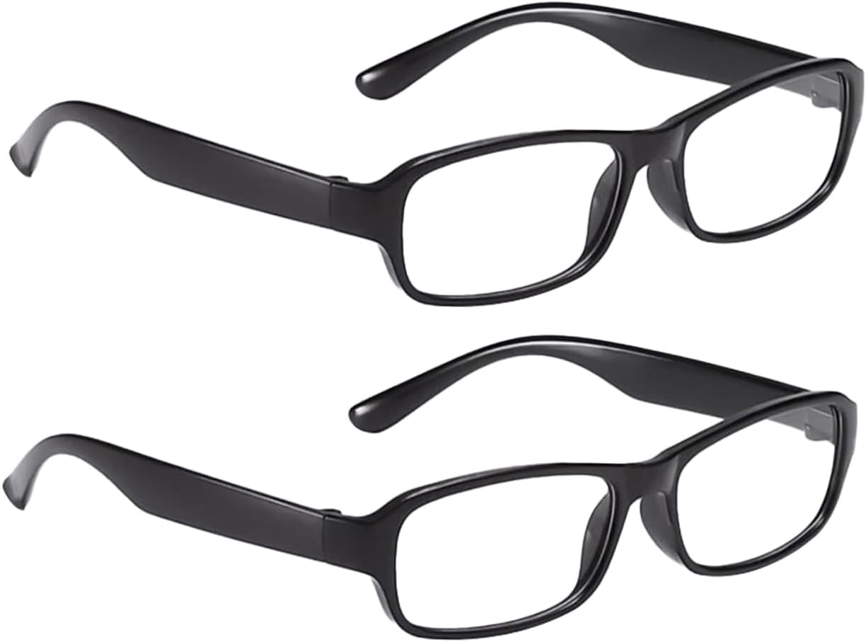 2 Packs Reading Glasses Readers 2 Pairs Classic Everyday Use Readers Square Reading Glasses Eyeglasses Rectangular Frame Arm Spring Hinges Scratch Resistant Spectacles for Men Women +450