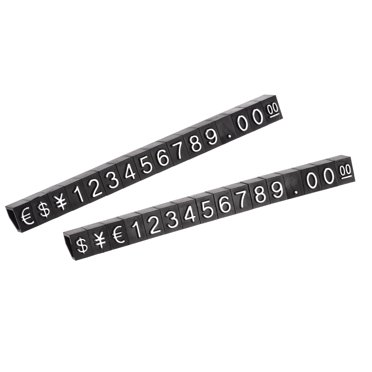 Uxcell Adjustable Mini Cube Price Tag Display Number Silver on Black 3.3x5.6mm 14 sets