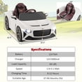 thumbnail image 3 of Costway 12V Licensed Bentley Bacalar Kids Electric Ride-on Car with Remote Control White, 3 of 10