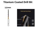 thumbnail image 1 of 1 Pcs HSS High Speed Steel Titanium Coated Drill Bit Set 1/4 Hex Shank 3.0mm, 1 of 5