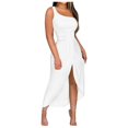 thumbnail image 1 of Robes de Cocktail d'Été Grande Taille BLVB pour Femmes, Robe Longue Froncée à Épaules Dénudées, Fendue, pour Fête, Boîte de Nuit, Plage, 1 of 5