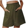 thumbnail image 1 of Soki Wide-leg Shorts for Women Summer Solid Color Elastic Waist Pockets Loose Shorts, 1 of 5