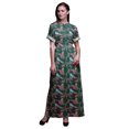 thumbnail image 1 of Bimba Robe Longue Imprimée en Rayonne à Baies Rouges et Oiseau Bulbe, Taille Smockée, Fente Latérale, pour Femme - Moyen, 1 of 6