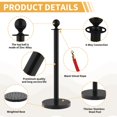 thumbnail image 3 of Stainless Steel Stanchion Posts Crowd Control Barrier – 26FT Crimson Soft Rope for Queue Management, Events, Parties, Red Carpet – Decorative Outdoor Fence – 4 Stanchions Included – 4 Pack, 3 of 7