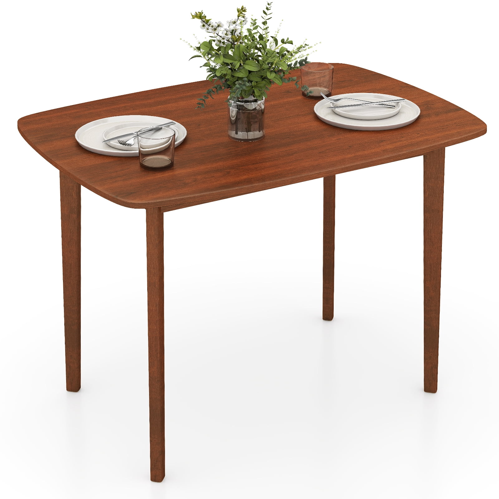 Gymax 43'' Rectangular Wooden Dining Table for 2-4 People w/Rubber Wood Legs