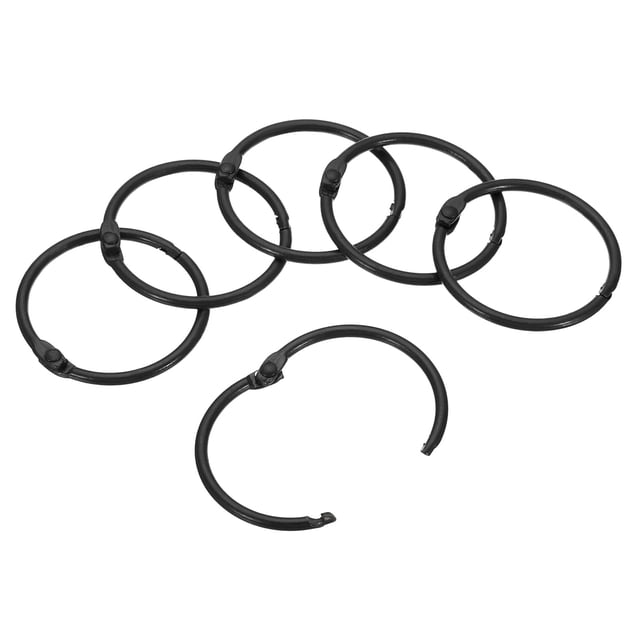 Unique Bargains 1.8' OD 1.5' ID Loose Leaf Rings Binder Ring Book Rings Steel for Scrapbook, Black 20 Pack