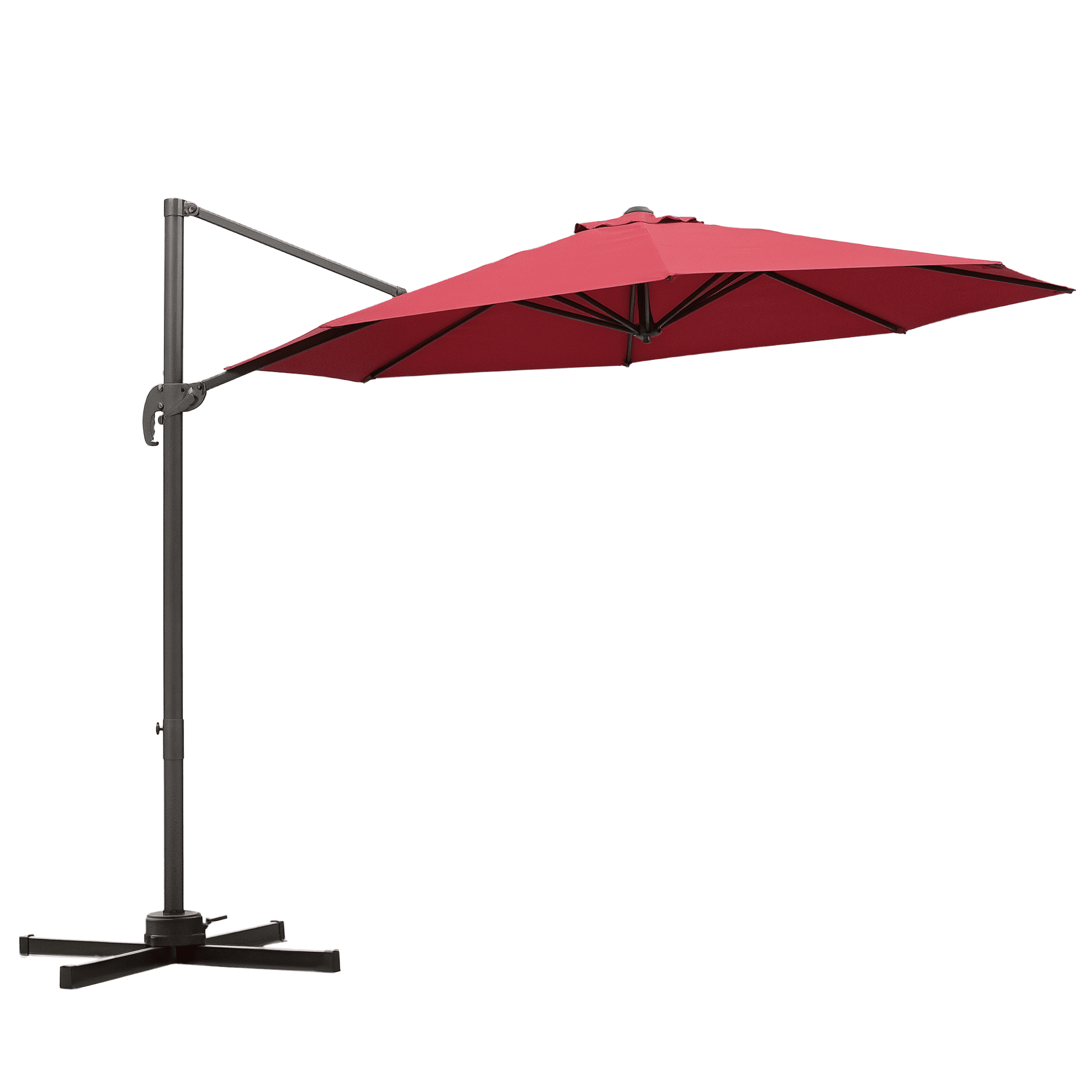 Outsunny 10ft Cantilever Patio Umbrella with 360° Rotation, Wine Red