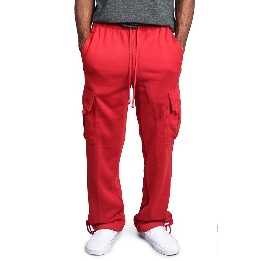 Mens Urban Straight Leg Jogger Heavy Weight Fleece Cargo Pocket Sweat Pants