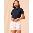 thumbnail image 4 of INSPIRE CHIC Chemise à Manches Courtes pour Femme en Coton à Imprimé Floral avec Col Peter Pan, 4 of 6