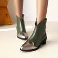 thumbnail image 4 of Bottes Courtes pour Femmes à Talon Épais et Bout Pointu Assorties en Couleur Automne et Hiver, 4 of 9