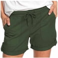 thumbnail image 1 of AherBiu Hiking Shorts for Women Drawstring High Waisted Button Roll Up Hem Summer Outdoor Short Solid Color, 1 of 6