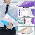 thumbnail image 4 of 12 Pack Plastic Envelope Document Folders with Label Pocket for Home Work Office Organization, A4 Letter Size, Binder Pocket Folders, Assorted Colors, Clear Poly Envelopes with Snap Button Closure, 4 of 6