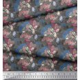 thumbnail image 2 of Soimoi Blue Japan Crepe Satin Fabric Insect & Texture Printed Fabric 1 Yard 42 Inch Wide, 2 of 2