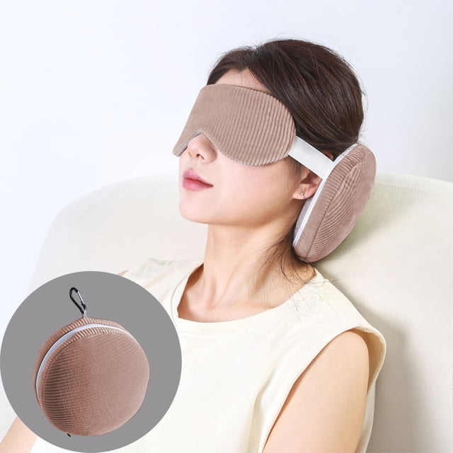 PEONAVET Polyester Eye Masks Pillows 2 In 1 U Shaped Pillow with Eye Mask Memorys Foam Travel Neck Pillow Shade Sleep Mask Office Nap Support for Airplane Car Home Use