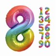 thumbnail image 2 of Rainbow Foil Balloon, Number 8 Shaped, 34", 2 of 2
