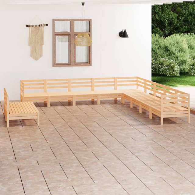 vidaXL Ensemble de Salon de Jardin de 11 Pièces en Pin Massif