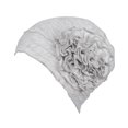 thumbnail image 4 of Abbracc For Ladies Solid Elastic Flower Hat Turban Chemo Cancer Hair Loss Cap Head Wrap light grey, 4 of 9