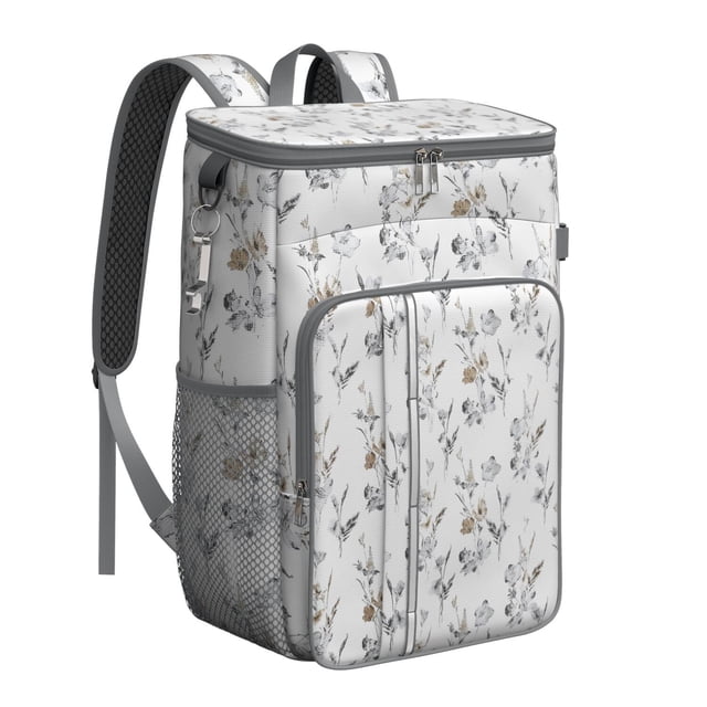 Country Rustic Wildflower Insulated Cooler Backpack, Leakproof Waterproof Lunch Backpack for Farmhouse Style Outdoor Activities