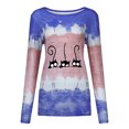 thumbnail image 4 of Hauts d'Entraînement pour Femmes T-Shirt à Col Rond à Imprimé pour Femmes avec Lien Patchwork T-Shirt Décontracté Blouse Hauts Blouses en Liquidation, 4 of 7