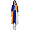 thumbnail image 2 of Bimba Robe Classique à Col Mandarin pour Femmes, Robe Midi d'Été Tricolore, 2 of 9