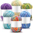 thumbnail image 1 of 6 Pieces 50 g Crochet Yarn Multi-Colored Acrylic Knitting Yarn Hand Knitting Yarn Weaving Yarn Crochet Thread (Sky Blue, Lake Blue, Colorful, Dark Purple, Light Yellow, Green)(E), 1 of 7
