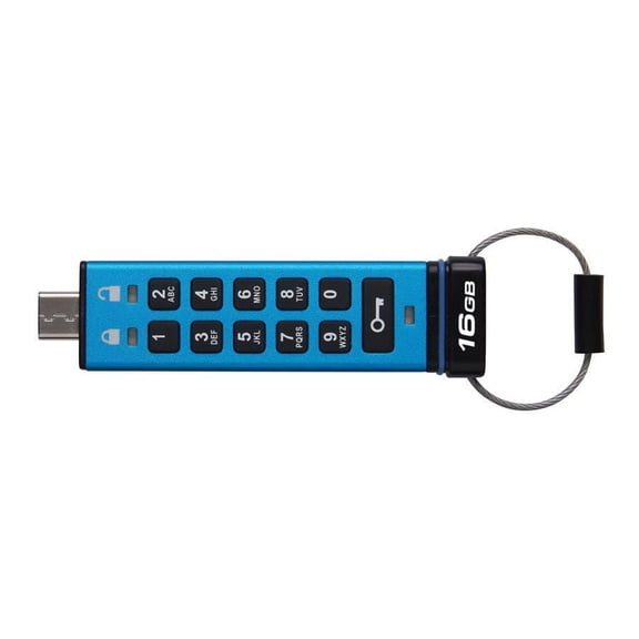 Kingston Ironkey Keypad 200 Clé USB cryptée USB-C 16 Go | Indépendant du système d'exploitation | FIPS 140-3 niveau 3 | XTS-AES 256 bits | Protection BadUSB et Brute Force | Option multi-broches | IKK