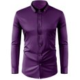 thumbnail image 1 of RXIRUCGD Chemise Décontractée pour Homme à Manches Longues avec Boutons, Poche et Col Rabattable, Violet, Taille : S, 1 of 3