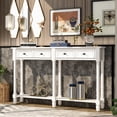 thumbnail image 1 of Newest Console Table Sofa Table Easy Assembly with Two Storage Drawers and Bottom Shelf for Living Room, Entryway (Ivory White), 1 of 9