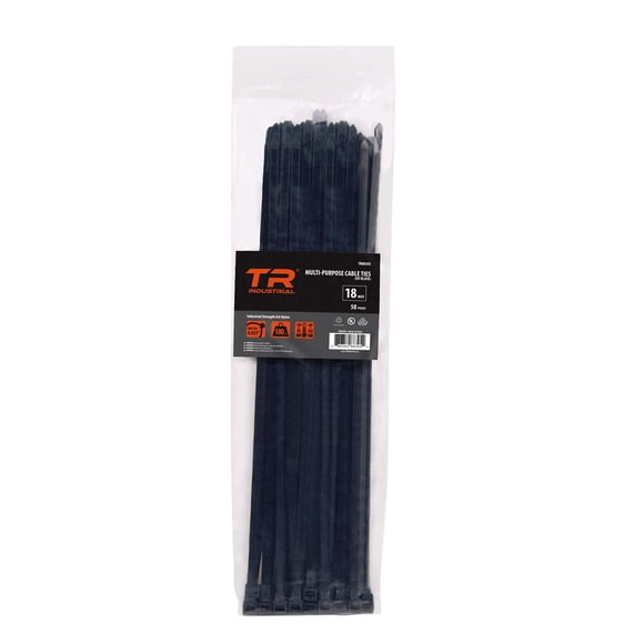 TR Industrial Multi-Purpose UV Resistant Black Cable Ties, 18 inches, 100 Pack