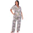 thumbnail image 2 of White Mark Women's Tropical Short Sleeve Button-Down Pajama Set, 2 of 5