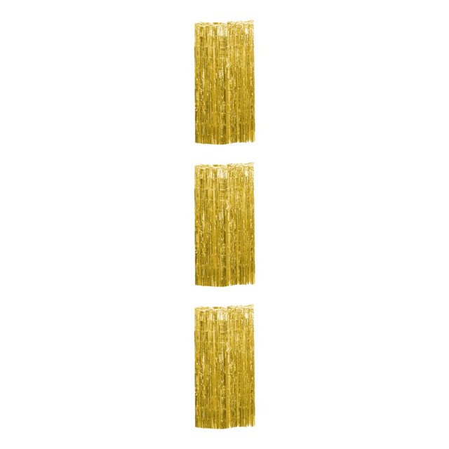 Decodeary Safe Foil Fringe Curtain Multiple Colors And Finger Tassels For Memorable Gold 3*1m 3Set