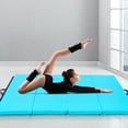 thumbnail image 3 of Patiojoy Gymnastics Mat 4'x6'x2' PU Thick Folding Panel Exercise Mat for Adults & Kids Blue, 3 of 10