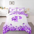 thumbnail image 1 of Erosebridal Letter Initial Bedding King Comforter Set,Monogrammed Personalized Bedding Sets King with Comforter,Flower Decor,Reversible,Super Cozy,3 Pieces, 1 of 8