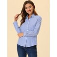 thumbnail image 2 of INSPIRE CHIC Chemises à Col à Revers pour Femmes, Boutonnées, Manches Longues Retroussables, Bleu, TG, 2 of 6
