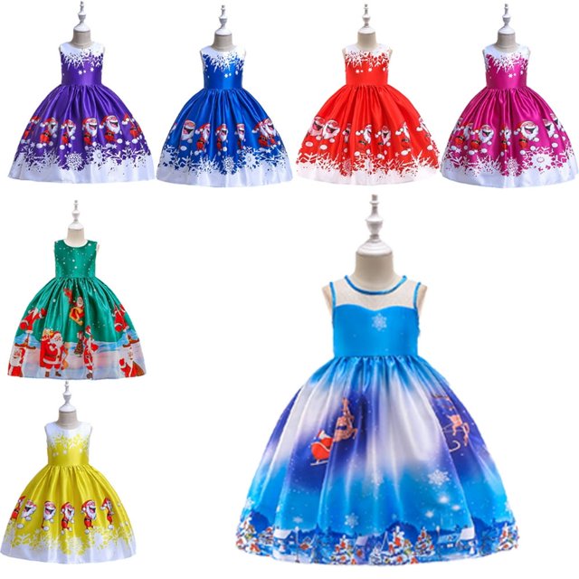 Robes de Performance de Noël pour Filles 3-10 Ans Robe de Danse Robes de Fête Occasion Spéciale Père Noël Robes de Princesse