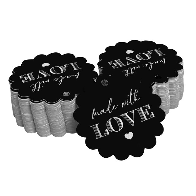 Inkdotpot Real Silver Foil Made With Love Text Tags Favor Hang Paper Tags 100 Pieces