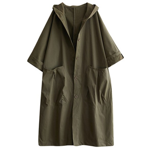 UPPADA Long Pea Coat for Womens Fall Winter Wool Coats Lightweight Warm Trench Coats Breasted Midi Peacoat Trench Coats with Pockets Army Green,Free Size