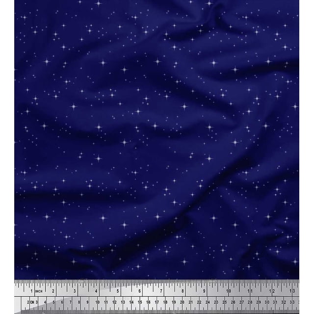 Soimoi Poly Georgette Fabric Stars Shirting Print Fabric by The Yard 52 Inch Wide