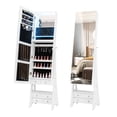 thumbnail image 1 of Gymax Jewelry Armoire with Full Length LED Mirror and Makeup Shelf, White, 1 of 10