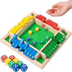 EASTIN Shut The Box Games for Family Large Wooden Dice Games 1-4 Players Board Game with 10 Dices Math Games for Kids & Adults Smart Game for Learning Tabletop Games  12 Inches