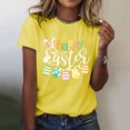 thumbnail image 5 of Pxiakgy Liquidation! T-Shirts de Pâques pour Femmes T-Shirt Lapin Heureux Col Rond Tee-Shirt Graphique Œuf de Pâques Hauts Graphiques de Vacances Mode Col Rond Imprimé de Pâques Manches Courtes T-Shirt Jaune 3TG, 5 of 5
