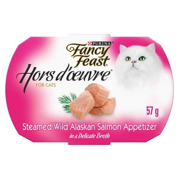 Fancy Feast Hors d'œuvre Amuse-gueule au saumon sauvage de l’Alaska cuit à la vapeur, Gâteries pour Chats 57 g