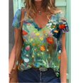 thumbnail image 2 of DPTALR T-shirt à Manches Courtes Imprimé à Grand Col en V pour Femmes Haut pour Femmes, 2 of 9