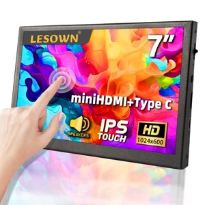 LESOWN Petit moniteur 7 de pouce HDMI USB C IPS Toucher 1024x600 HD Extendeur secondaire PC Portable Wide Display pour Ordinateur portable